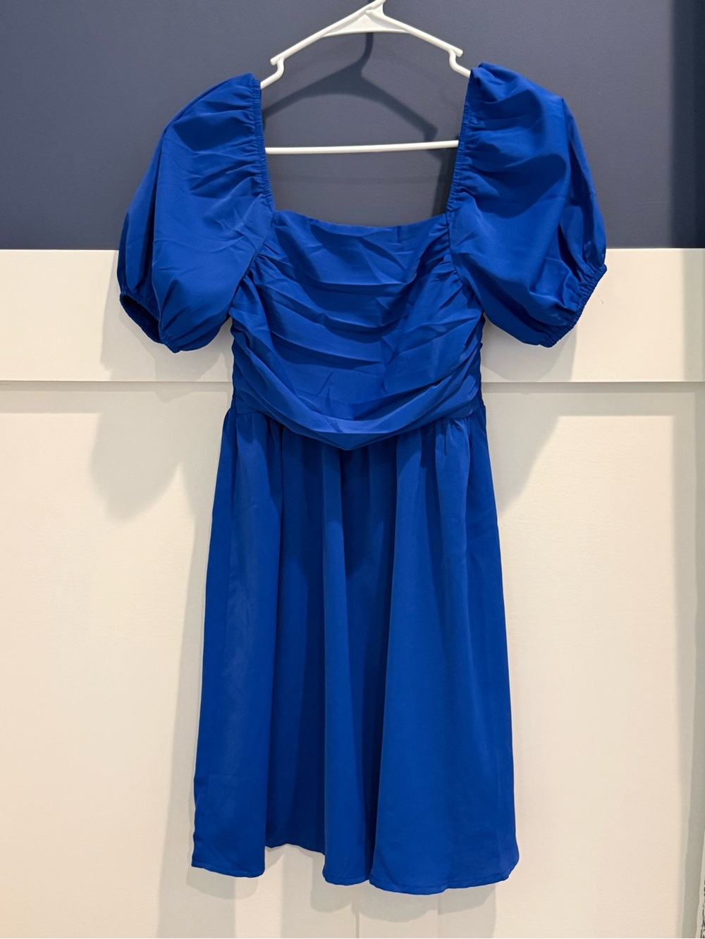 Blue Puff Sleeve Square Neck Dress - See measurements for size